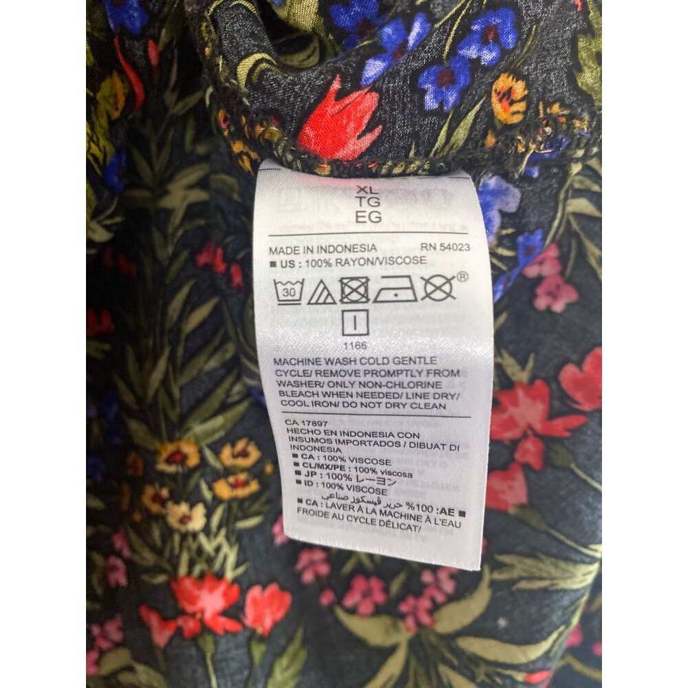 Old Navy Womens Floral Print Long Sleeve Tunic Shirt Size XL Black Multicolor - Picture 4 of 5